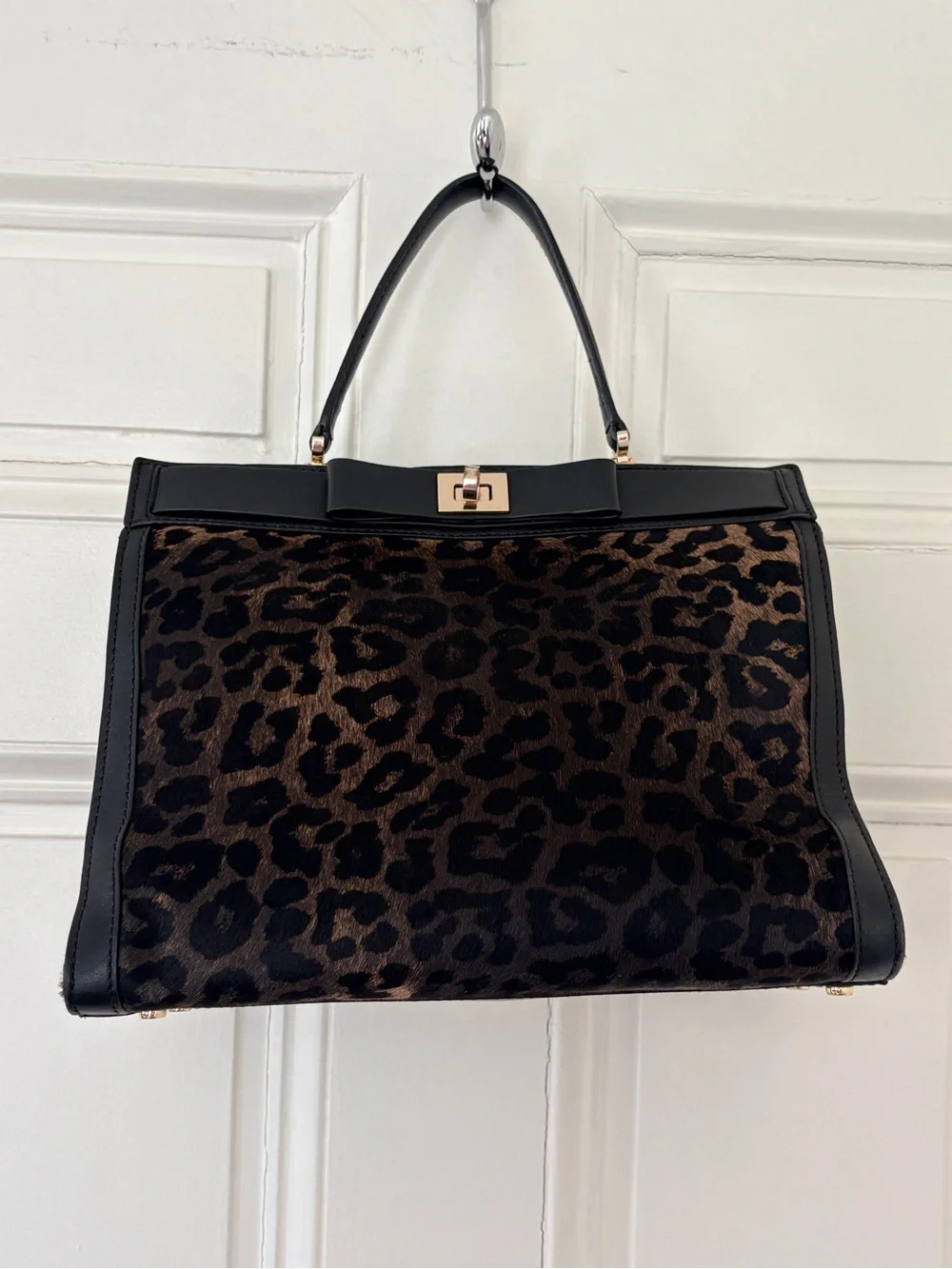 Kate Spade Brown Leopard Print Top Handle 3-Pocket Bag. Rare find! Elegant/ fun. - Picture 5 of 7